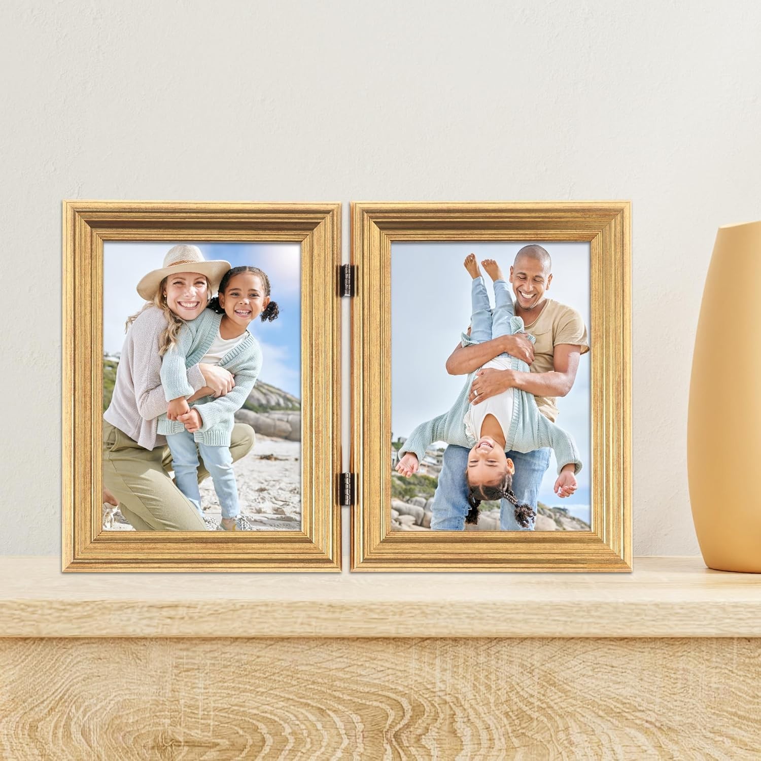Lawrence Frames 5×7 Hinged Double Sutter Burnished Gold Double,