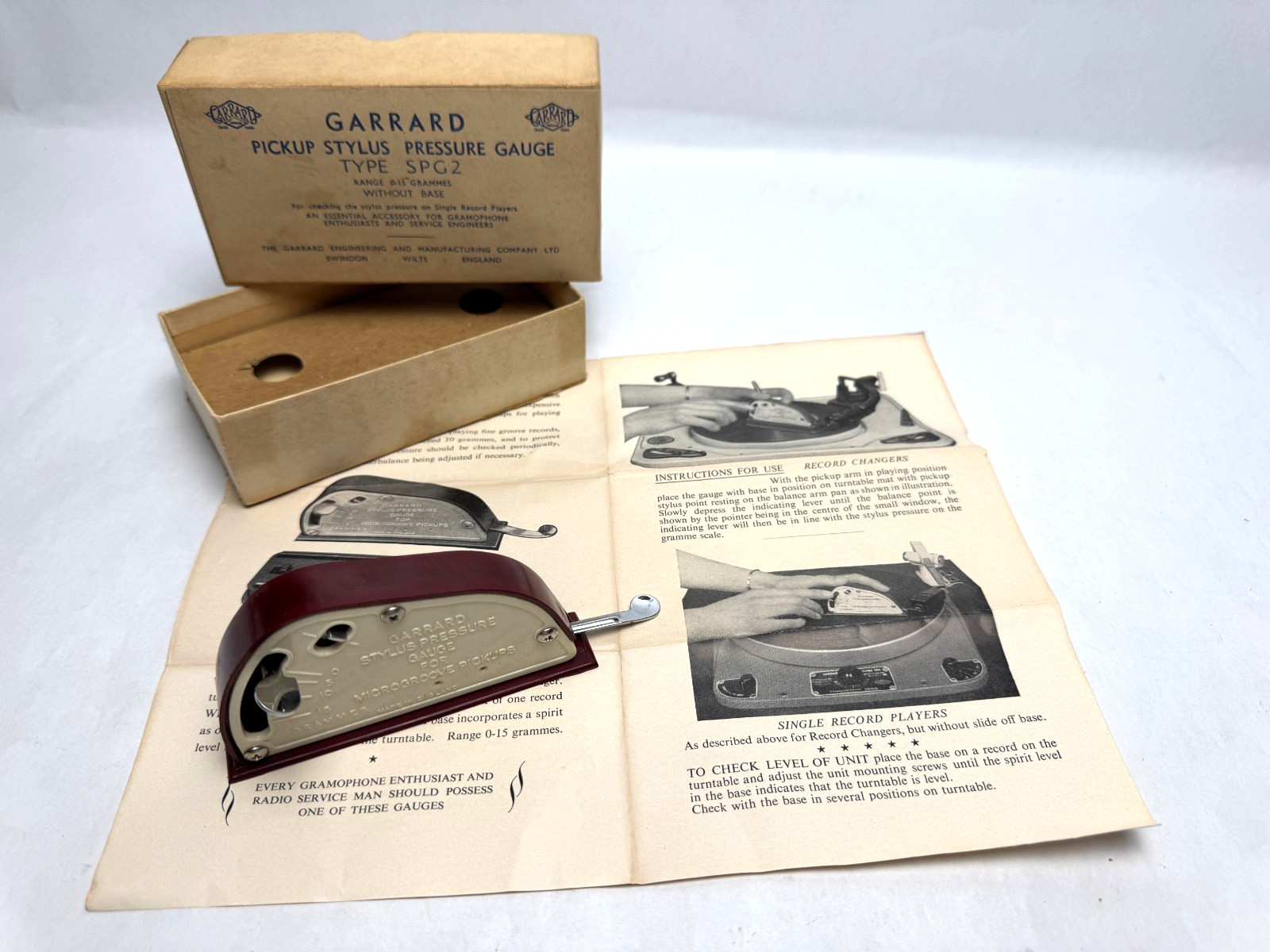 Garrard Stylus Pressure Guage Model SPG2. Made in England. In Box. (B)