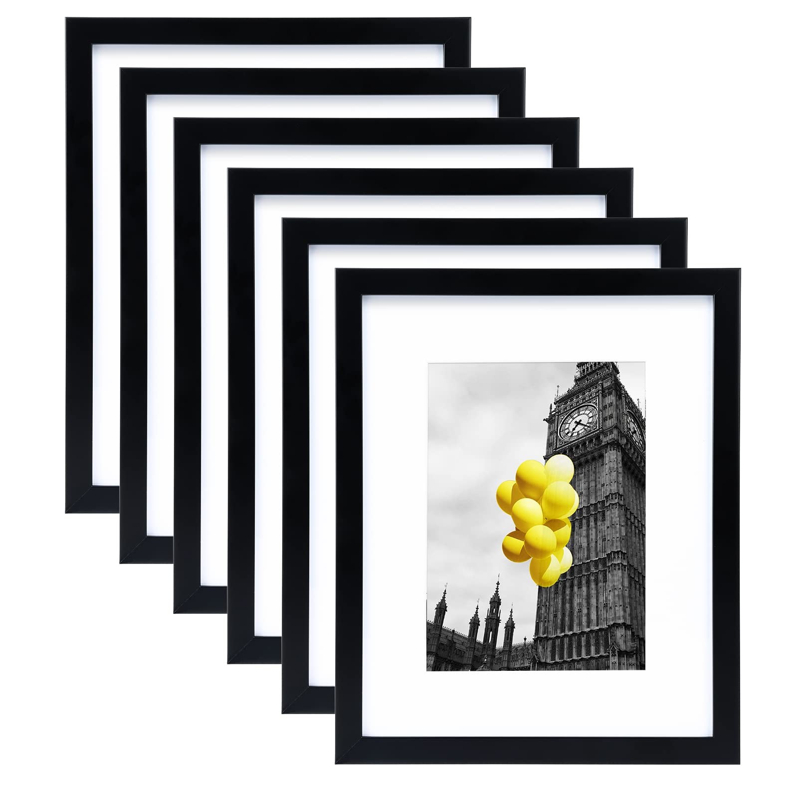 BSRHOME 8×10 Picture Frame Set of 6, Display Pictures 5×7 with 8×10, Black