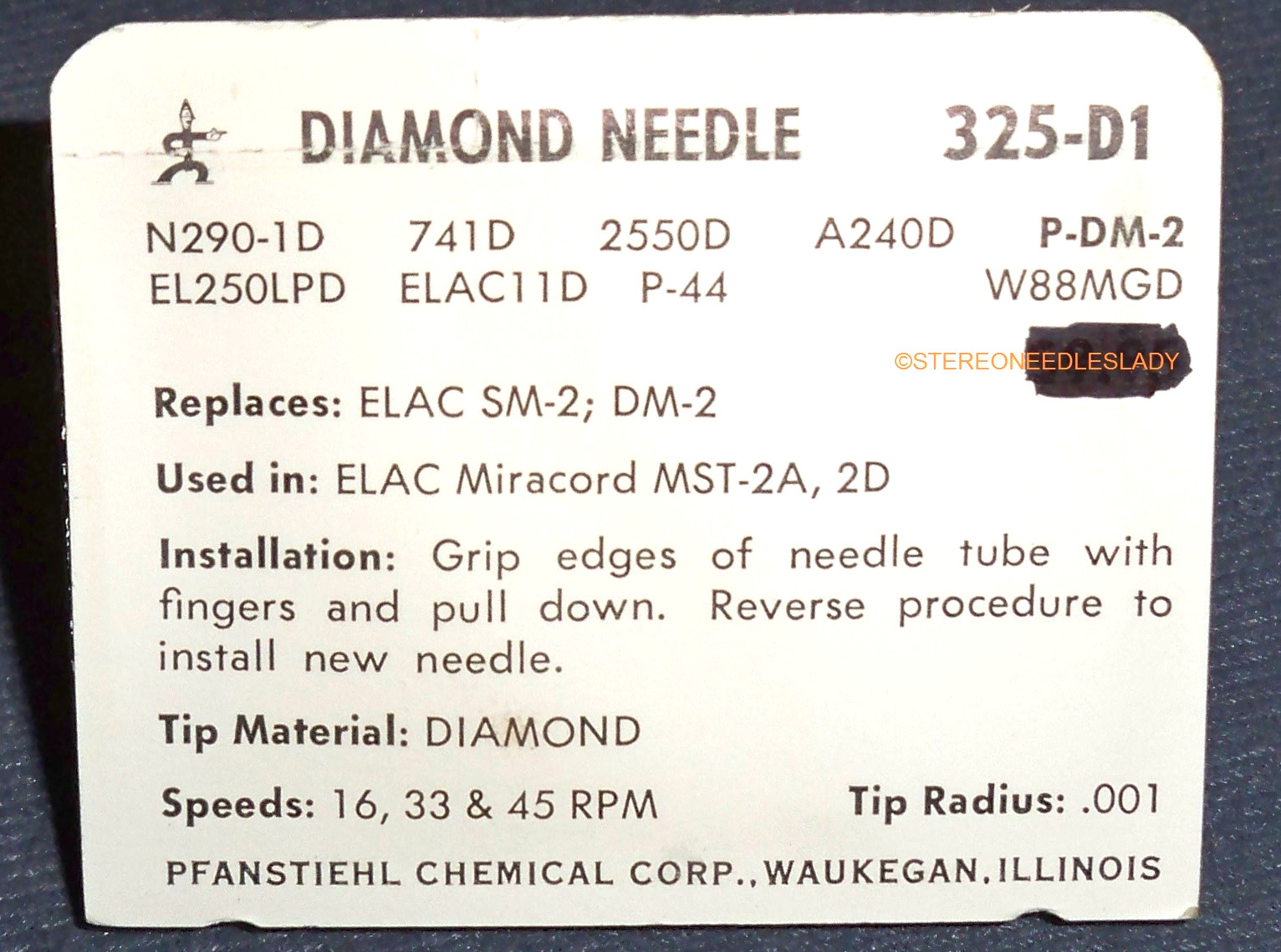 NEEDLE STYLUS for ELAC SM-2 DM-2 11D N290-1d P-DM2 PE-180 DNM-100 EL250PD 325-D1