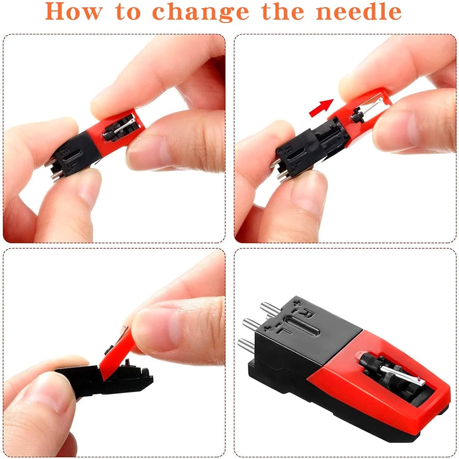 Elegant Retro Record Player Needle Set – 1 Cartridge & 4 Diamond Stylus Needles