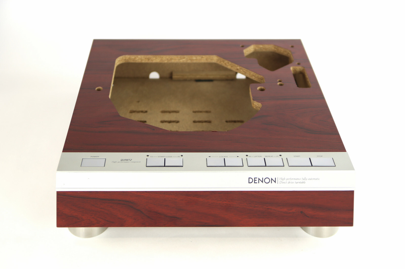 Original Denon DP-47F Case Wrapped In Mahogany Without Feet Without Control Bar