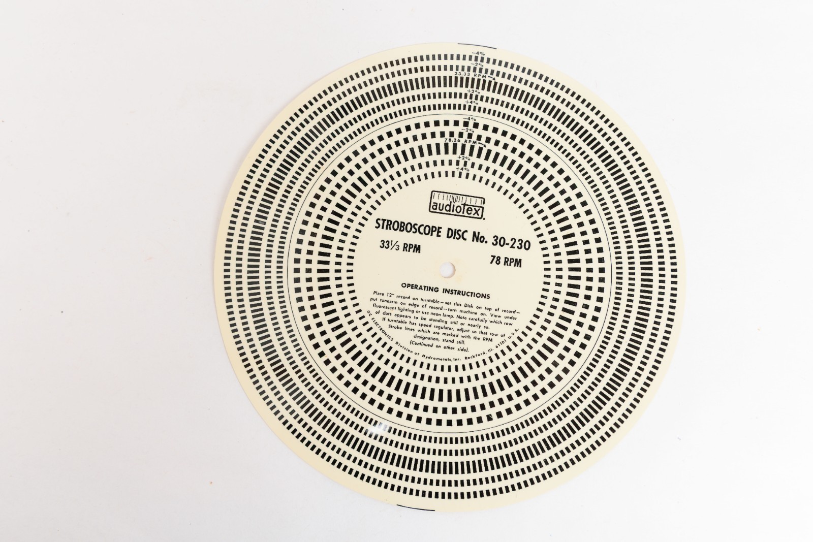 Audiotex Stroboscope Disc No. 30-230