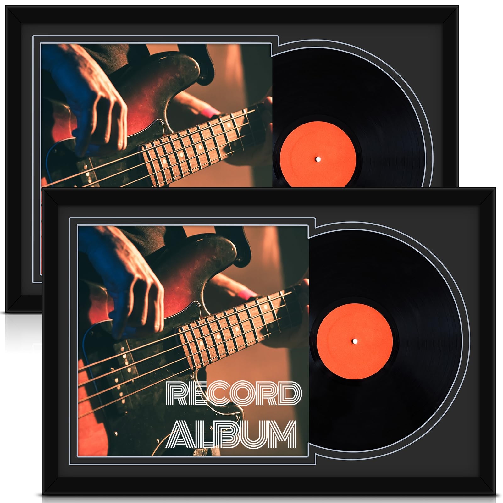 Colingmill 2 Pcs Vinyl Record Display 25.59 x 18.11 inches, Black Matting