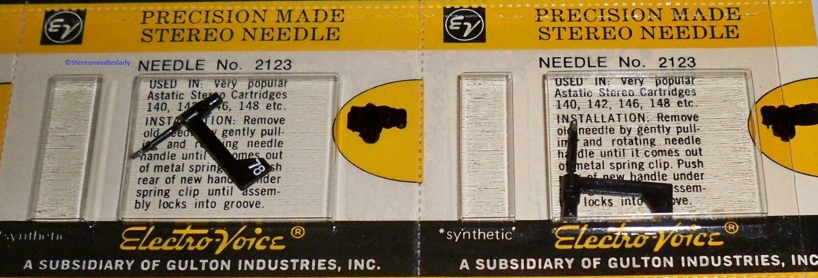 EV 2123 for Pfanstiehl 164-SS73 LOT Pair NEEDLE STYLUS for Astatic N62