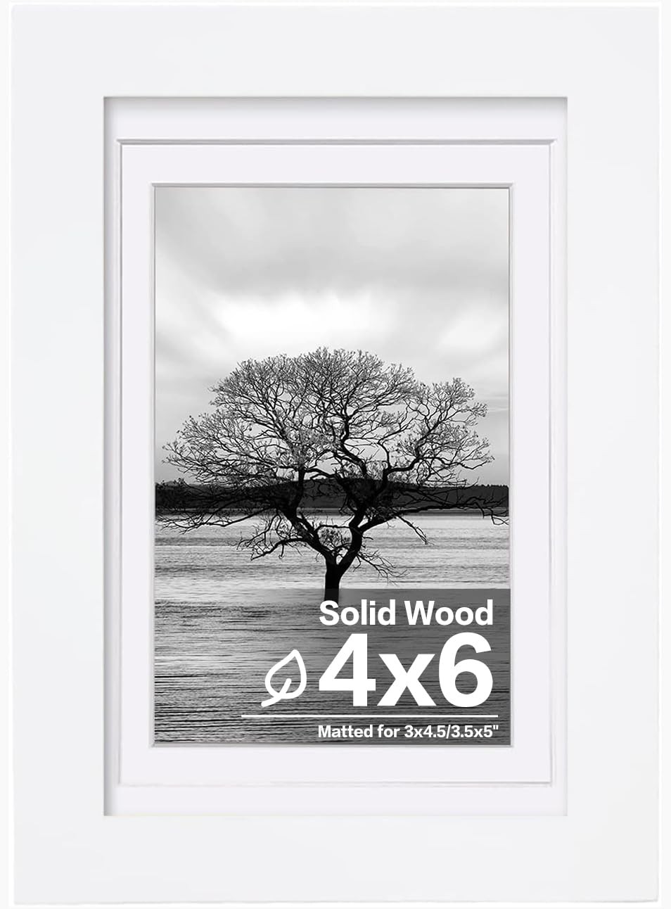 Egofine 4×6 Picture Frame Made of Solid Wood with Plexiglass, 4×6, White