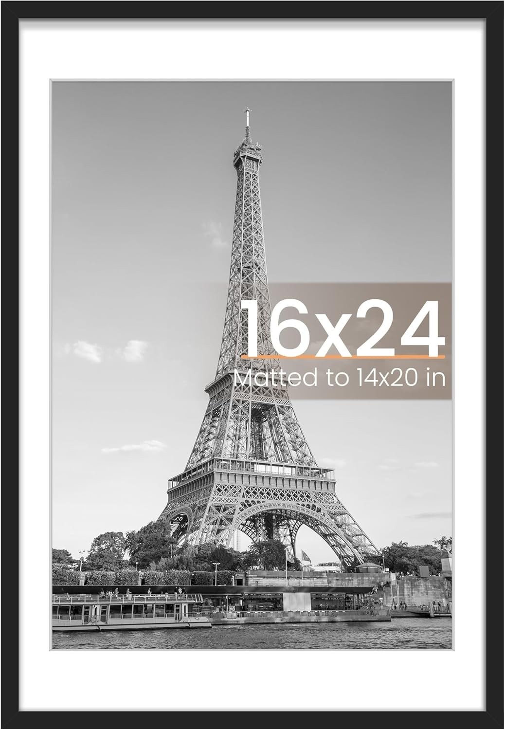 upsimples 16×24 Picture Frame, Display Pictures 14×20 with Mat 16×24, Black