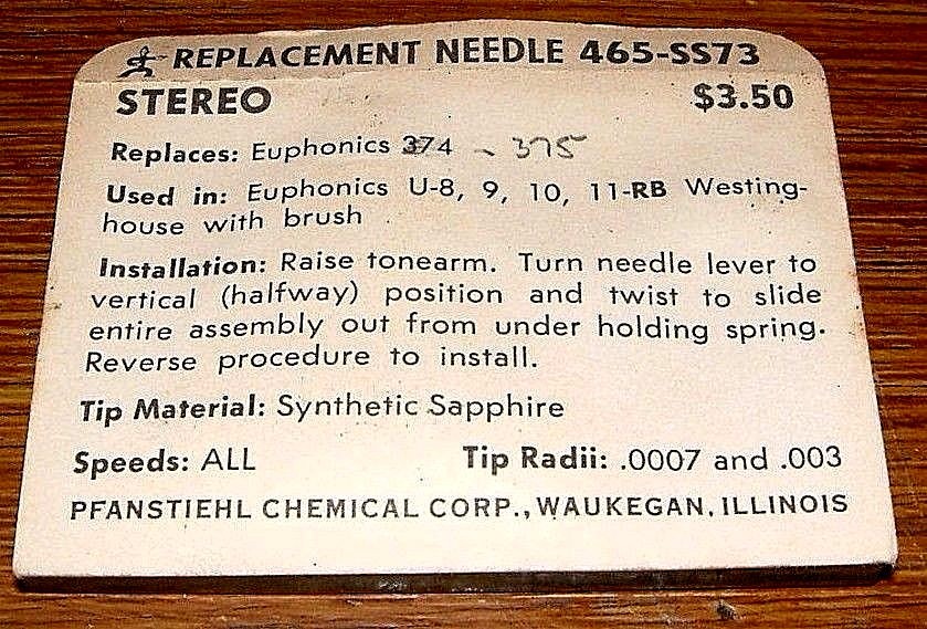 STEREO turntable Needle 631SD for EUPHONICS 374 375 U8RB U11RB EV2683 465-DS77