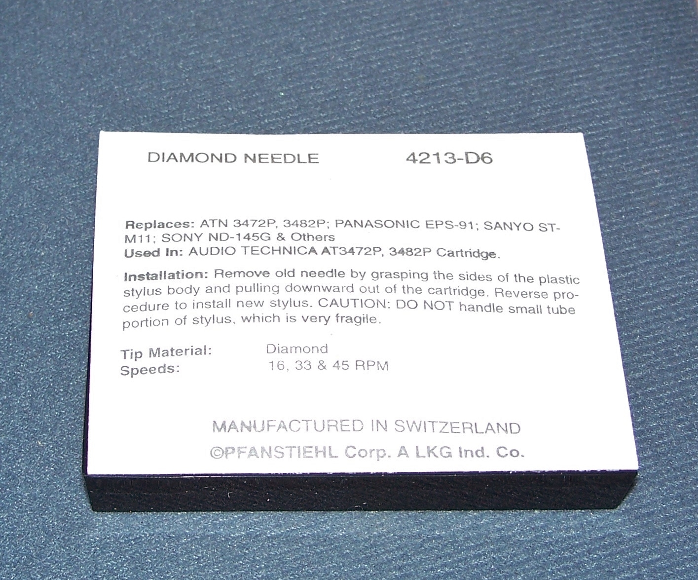 New in box diamond needle stylus for Audio-Technica 6006 cartridge