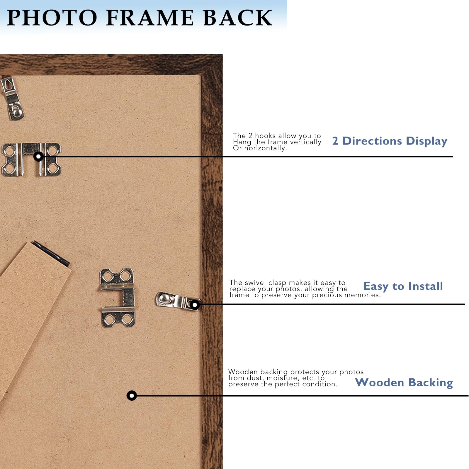 QOTIB 9×12 Picture Frame Deep Brown for Wall Hanging or inch,