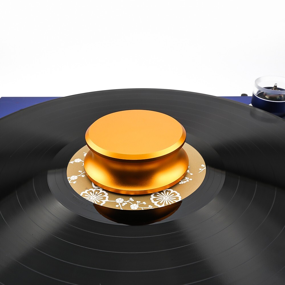 Gold LP Vinyl Record Player Balanced Disc Stabilizer Turntable Weight Clamp
