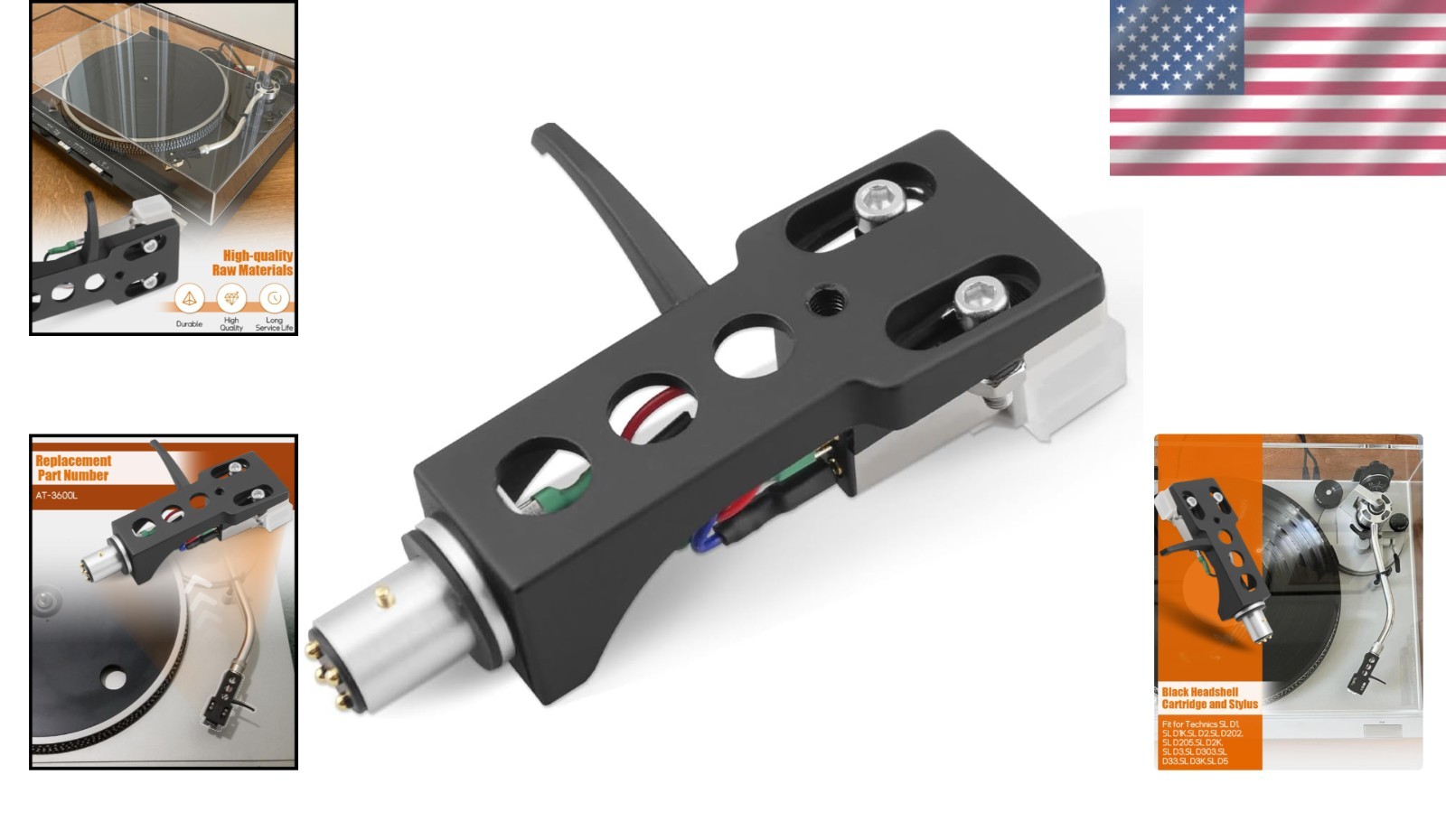 High-Quality Black Headshell & Magnetic Cartridge for Technics Turntable