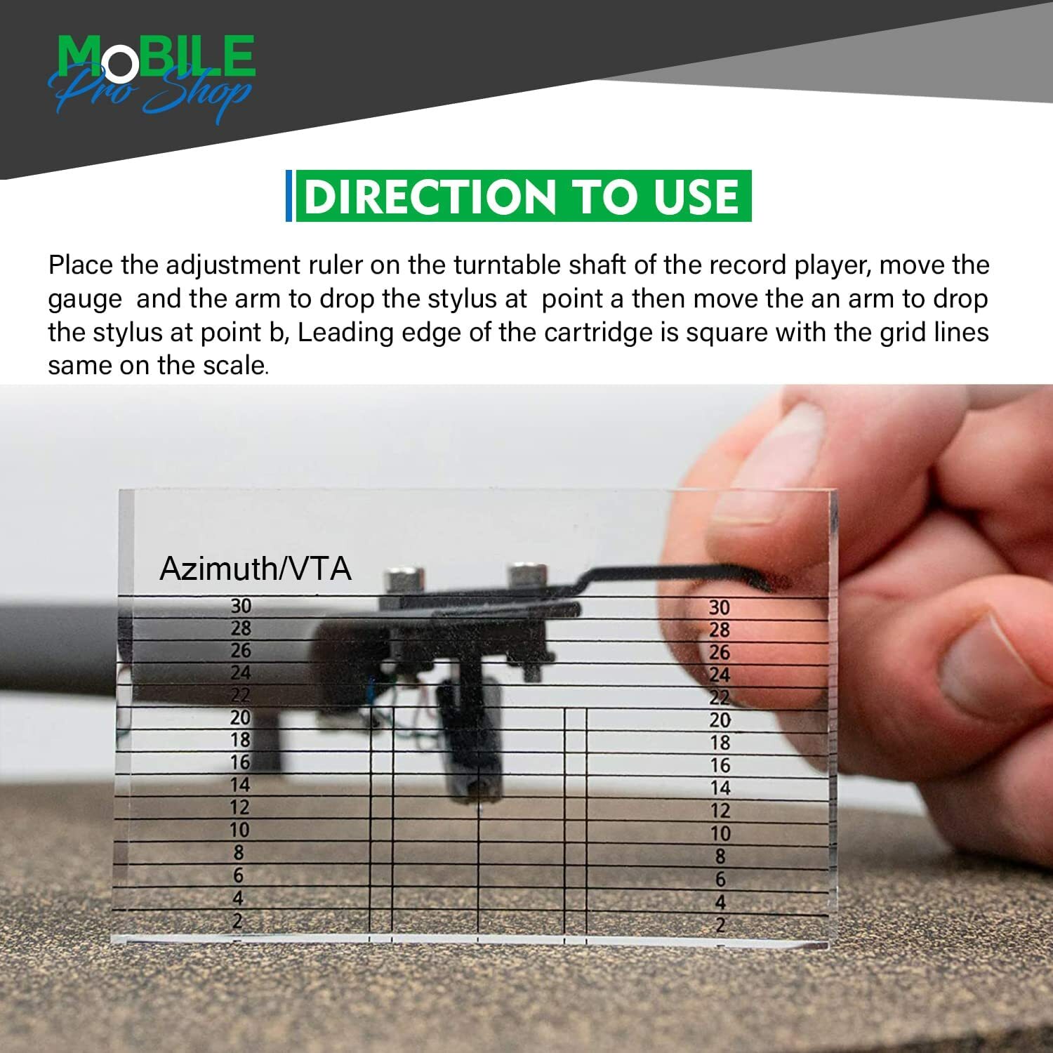 Turntable Azimuth VTA Ruler Stylus Alignment Tool for Phono Cartridge Setup