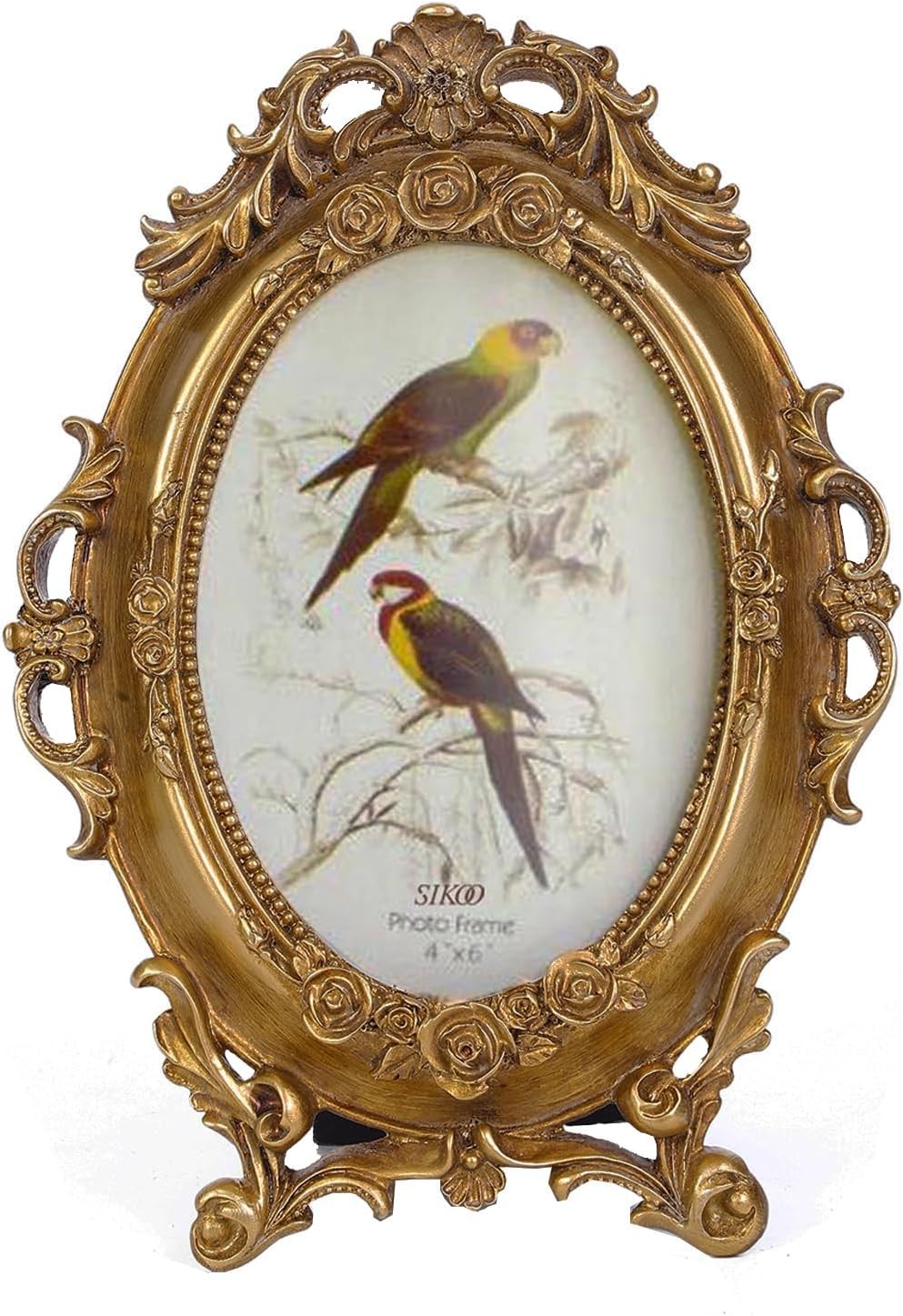 SIKOO Vintage Ornate 4×6 Gold Picture Frame Oval Antique TableTop 4 x 6,