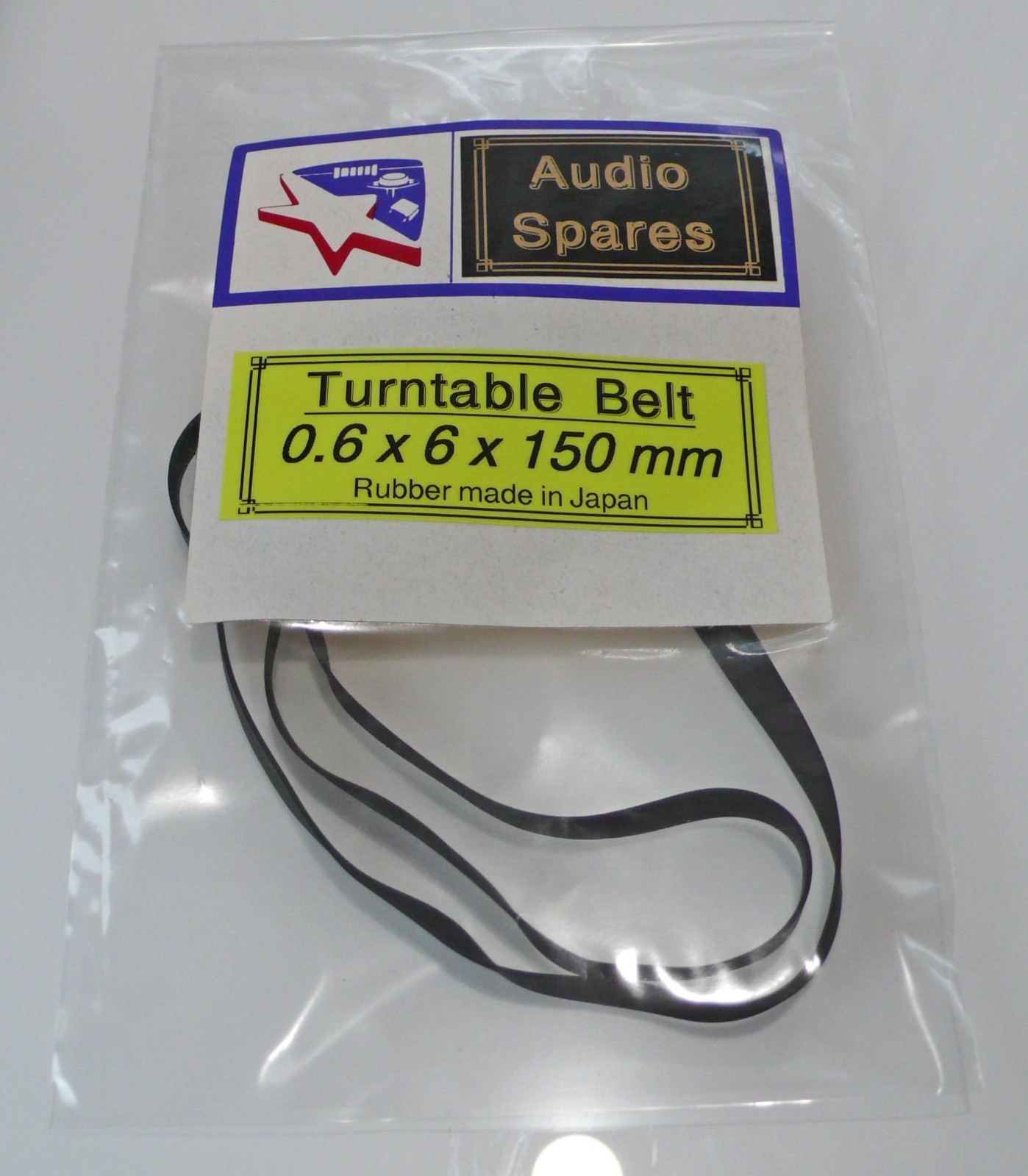 Turntable Belt : Diameter A = 150 mm x Thickness B = 0.6 mm x Width C = 6 mm