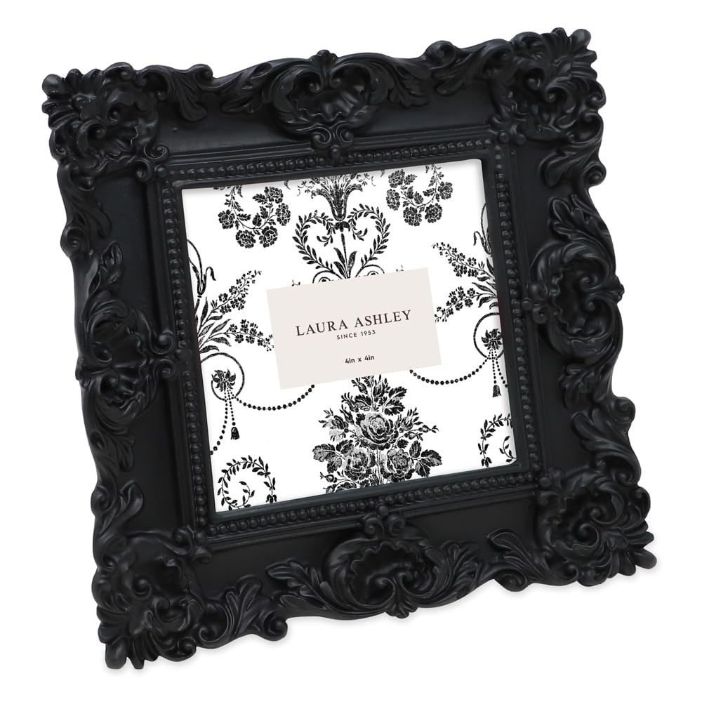 Laura Ashley 4×4 Black Ornate Textured Hand-Crafted Resin Picture 4×4,