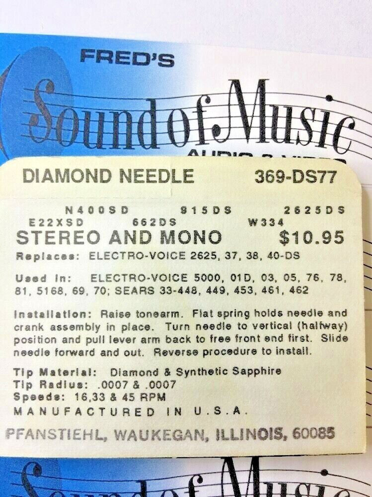 Buy One Get One Free Pfanstiehl 369-DS77 DIAMOND Stylus Sears Electro best
