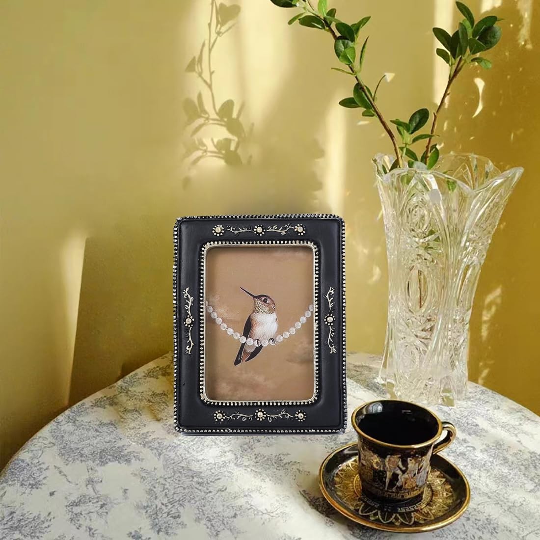 SIKOO Small Vintage Picture Frames 2.5×3.5 Antique 2.5 x 3.5, Black and Gold