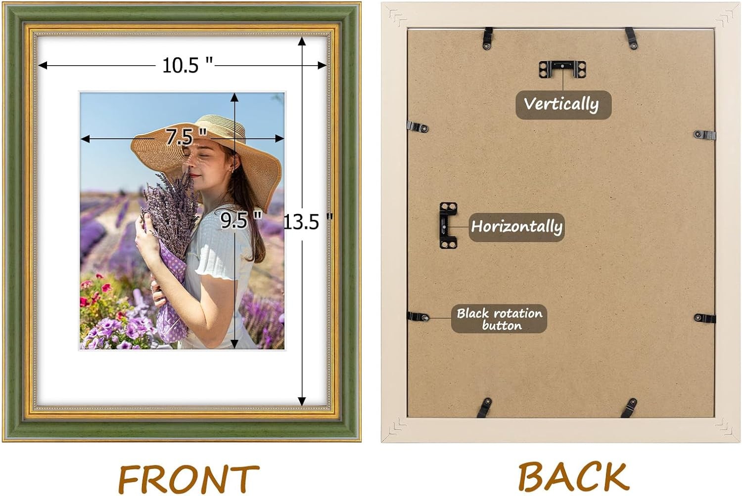 Golden State Art,11×14 Ornate Picture Frame for 8×10 Photo 11×14, Green Gold