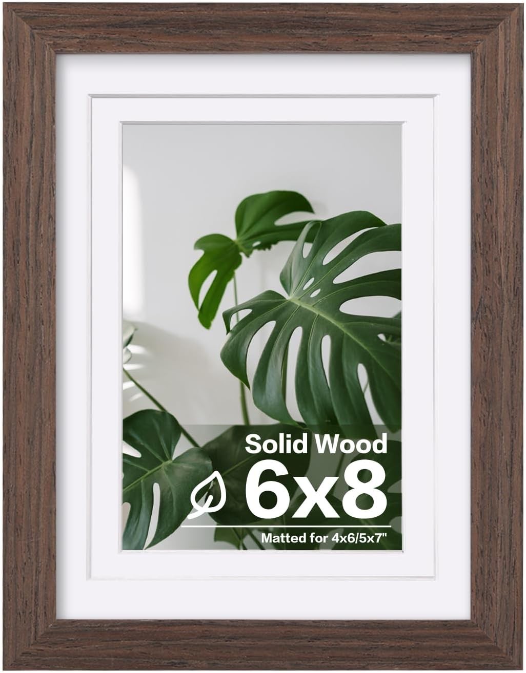 Egofine 6×8 Picture Frame Made of Solid Wood with Plexiglass, 6×8, Oak Brown