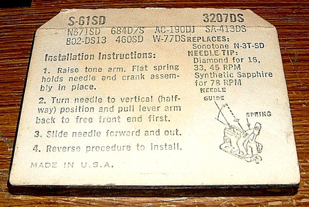 PHONOGRAPH NEEDLE 802-DS73 for SONOTONE N3TA N3TSD, 8643DS AC190 N671sd EV3207DS