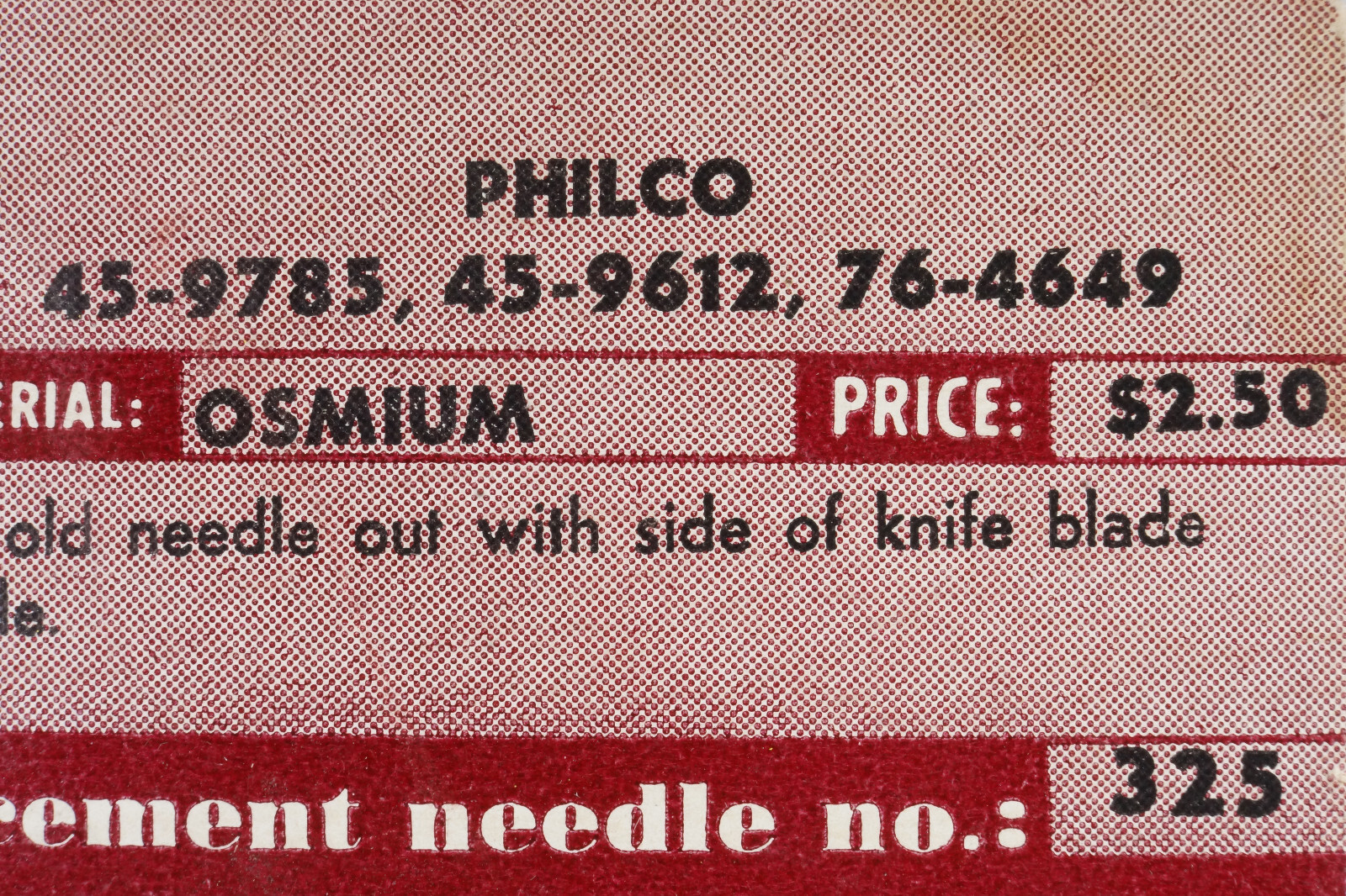 NOS Recoton 325 Needle Stylus Philco 45-9785 45-9612 45-4649