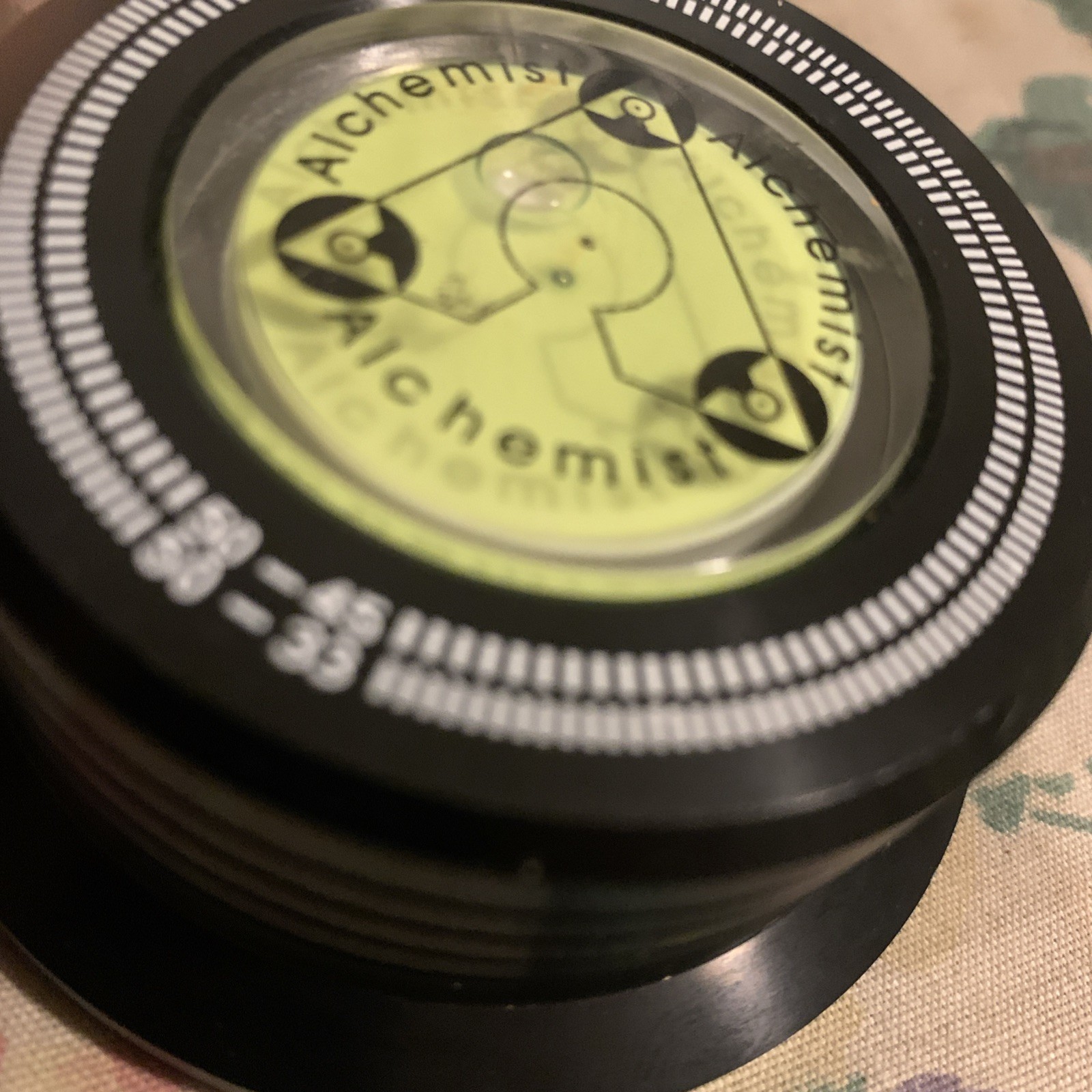 Alchemist Disc Stabilizer record weight with stroboscope and bubble level