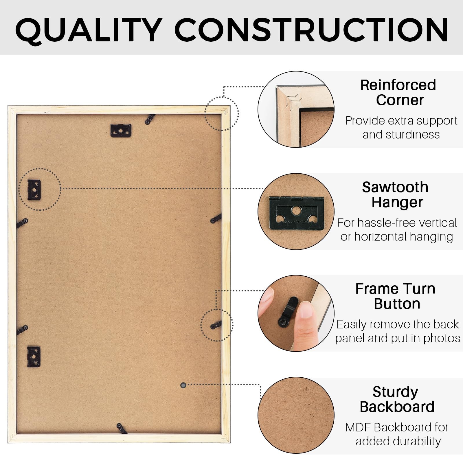 Golden State Art, 12×19 Black Wood Collage Picture Frame with 1 Pack,