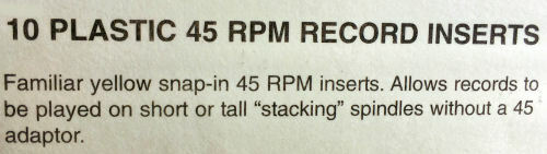 45 RPM RECORD INSERT ADAPTERS TURNTABLE STEREO RECORD PLAYER PHONOGRAPH 10 PACK