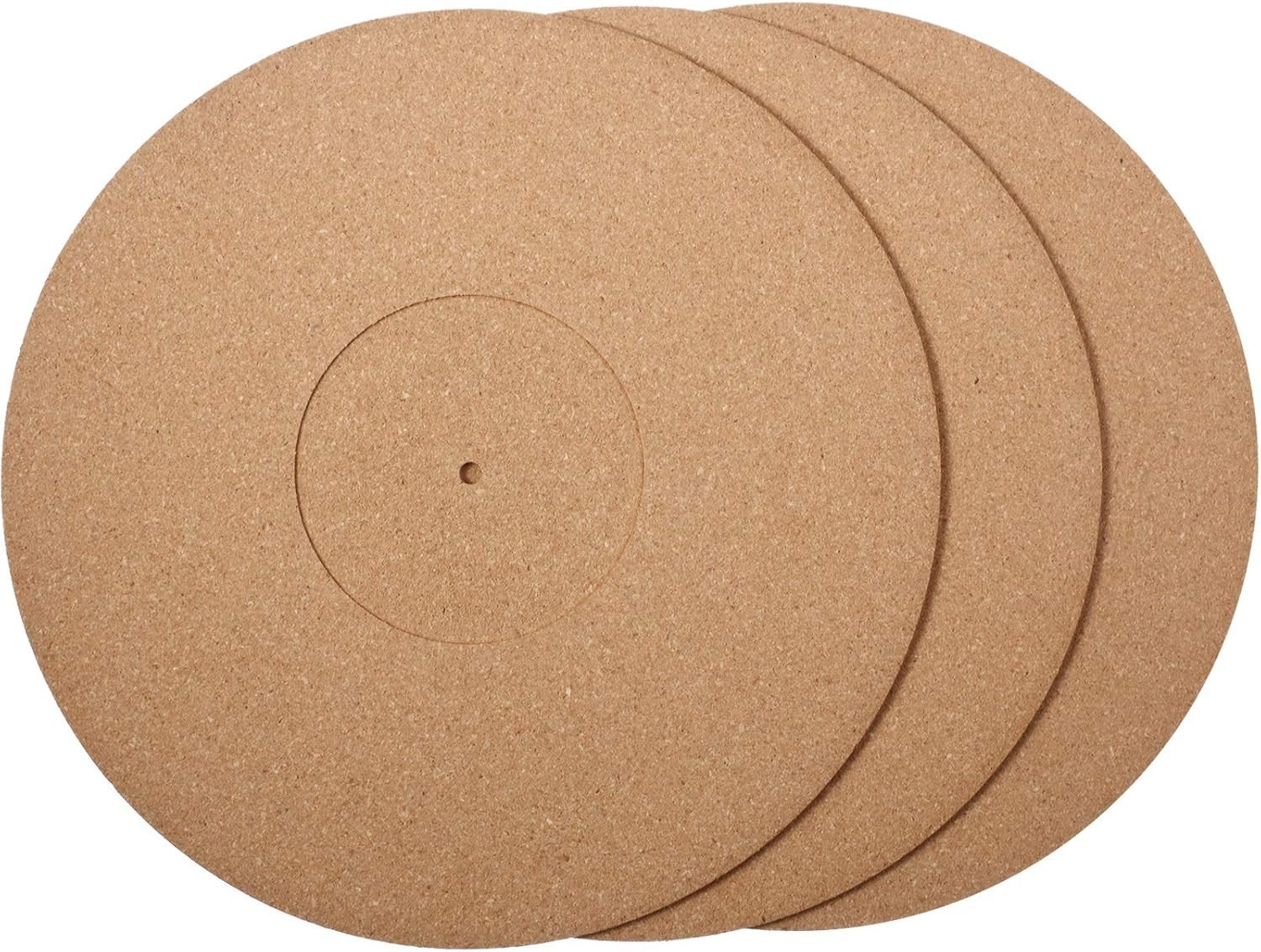 3-PC Cork Turntable Mats – 3 mm Recessed Turntable Platter Cork Mat Reduce