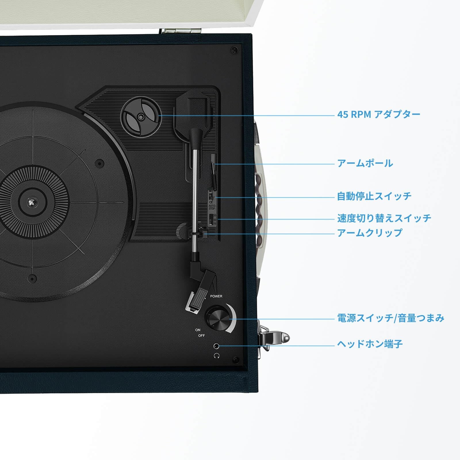 DLITIME Bluetooth Turntable Built-in Speaker 33/45/78 RPM RCA AUX