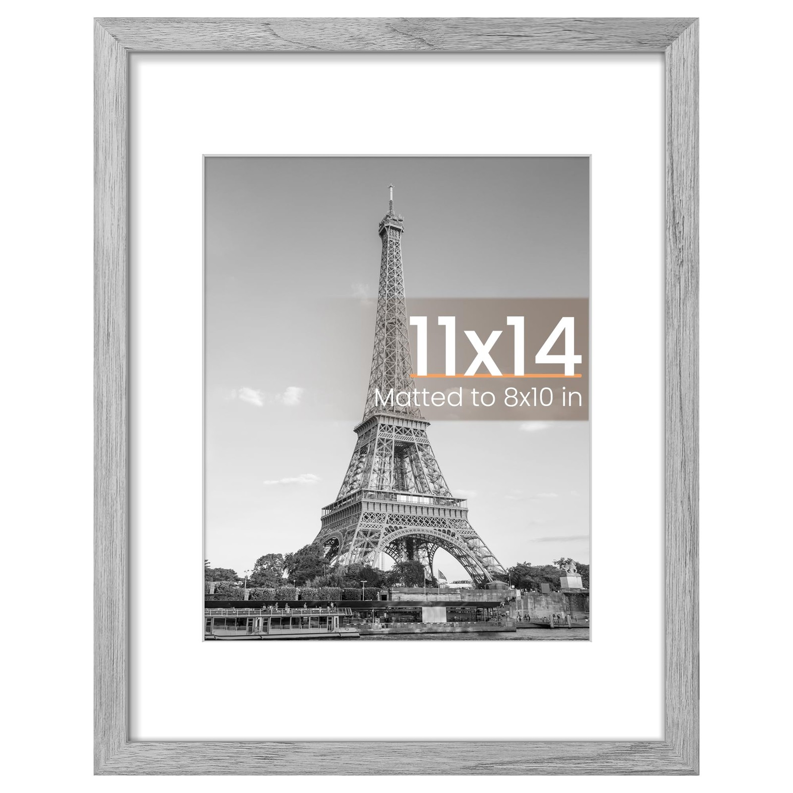 upsimples 11×14 Picture Frame, Display Pictures 8×10 with Mat or 11×14, Gray