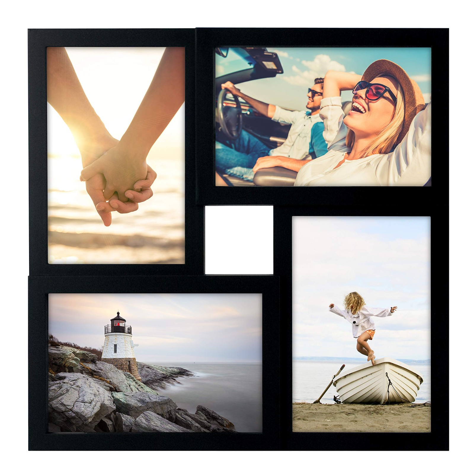 Malden International Designs Collage Picture Displays Four 4×6 Photos, Black