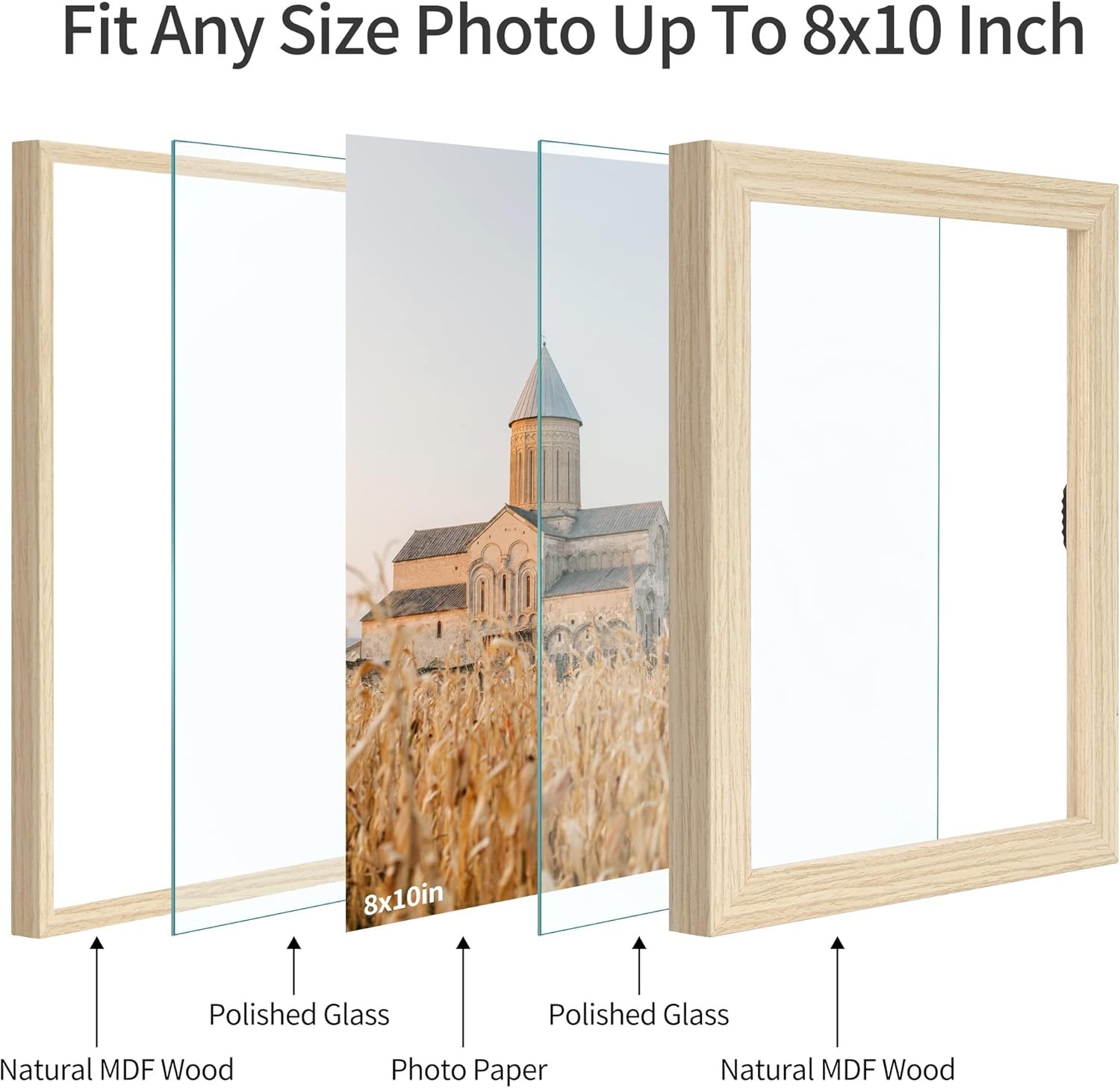 Sonefreiy Floating Picture Frames 8×10 Set of 2, Wooden 8×10-2Pack, Natural