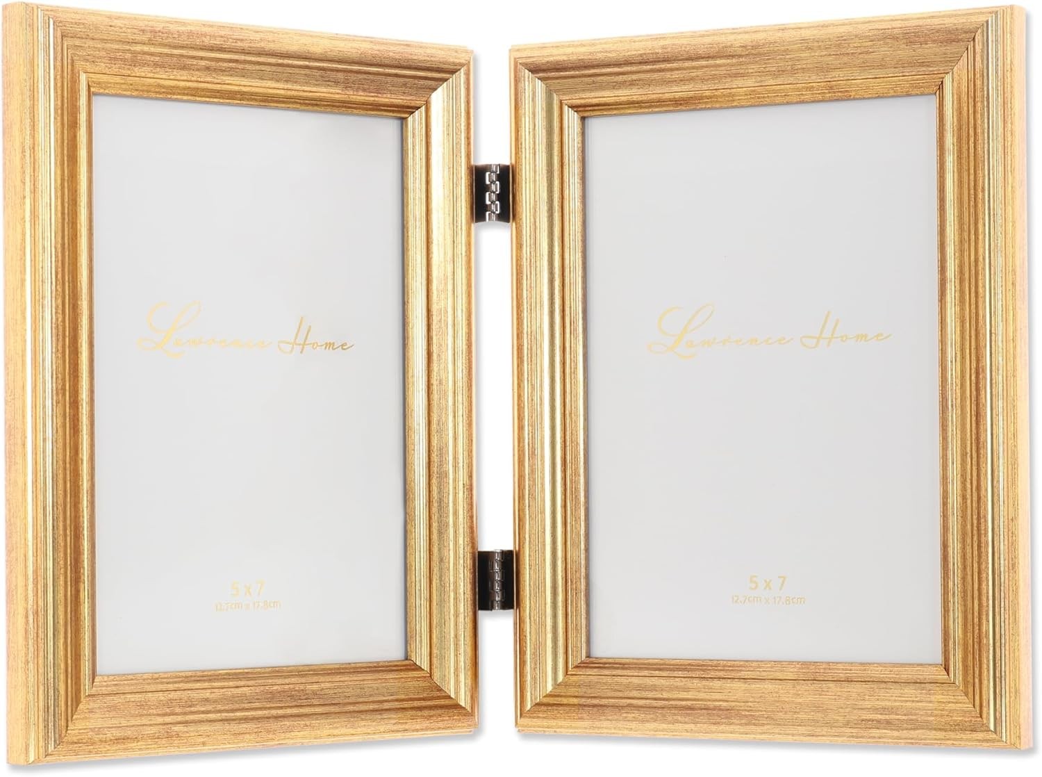 Lawrence Frames 5×7 Hinged Double Sutter Burnished Gold Double,