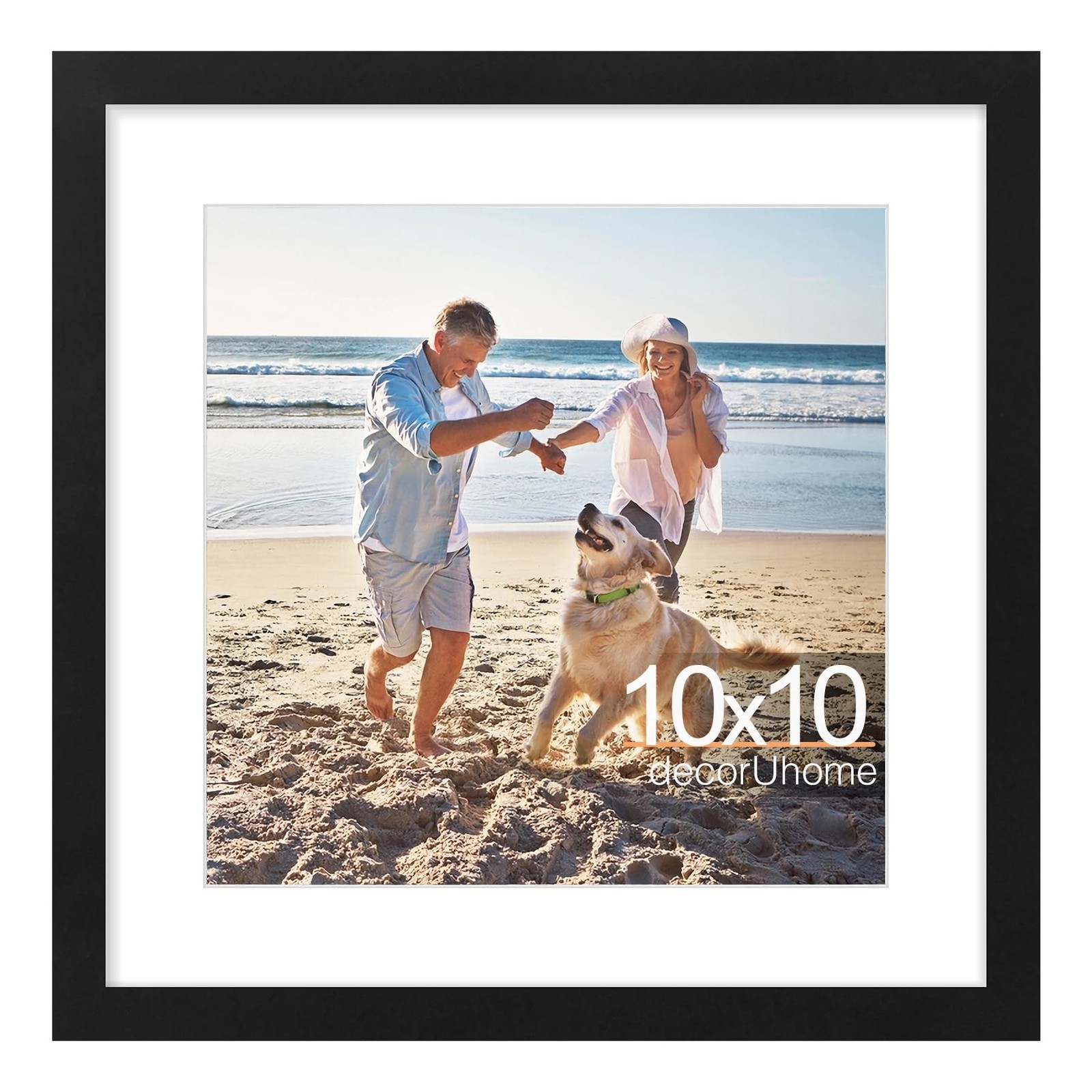 decorUhome 10×10 Picture Frame, Display Pictures 8×8 with Mat or 10×10, Black