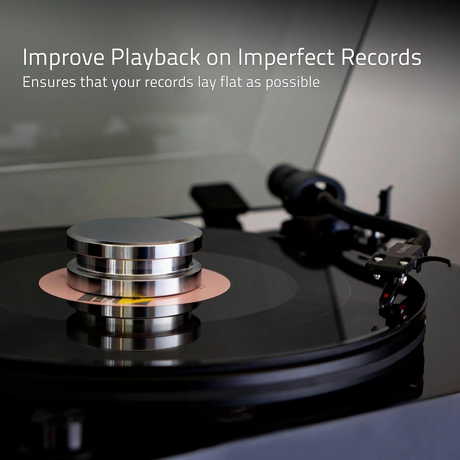 Vinyl Record Weight Stabilizer 760g with Anti-Resonant Velvet Pad for Turntables