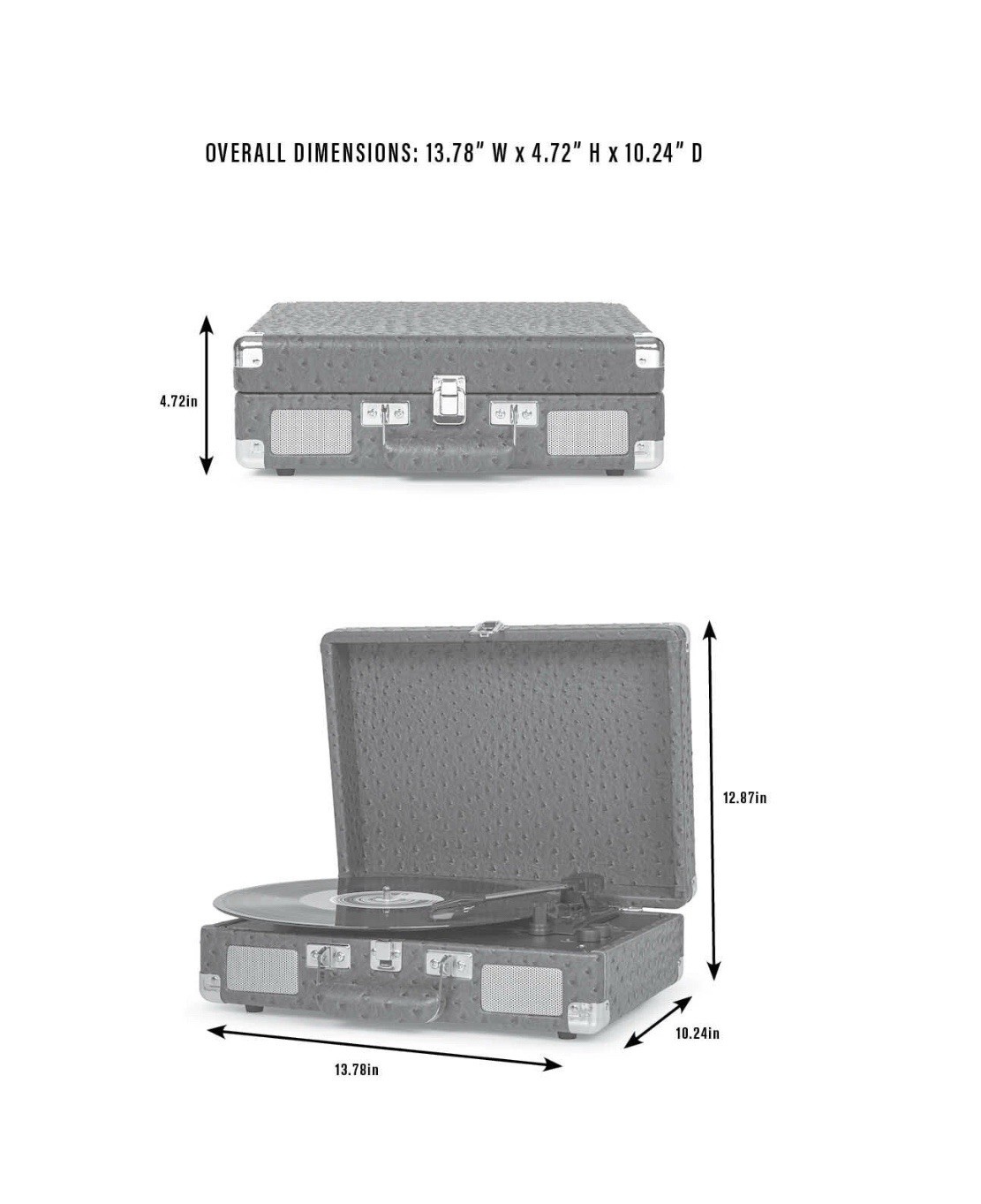 NEW Crosley Cruiser Premier Vinyl Record Player with Speakers – White W/ Gold