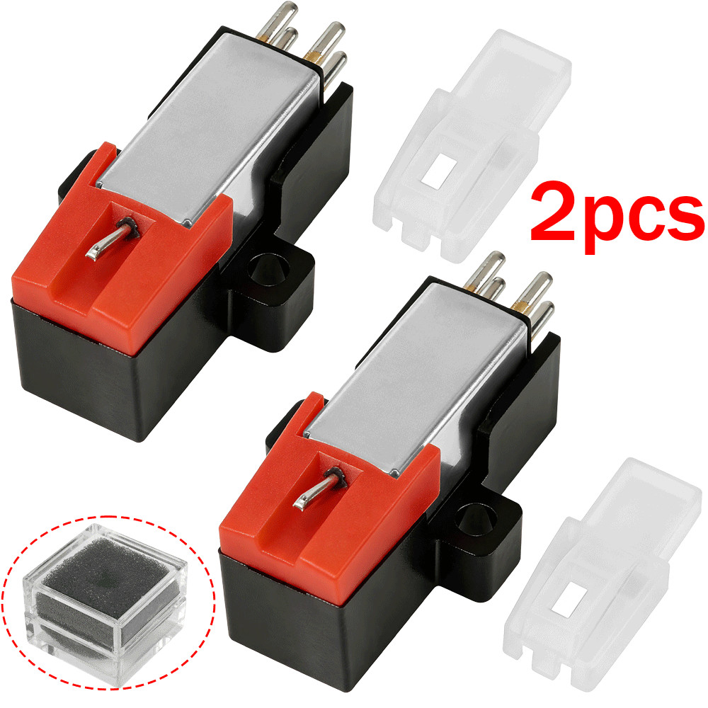 2pcs Magnetic Cartridge Stylus With LP Vinyl Needle For Turntable Record Player