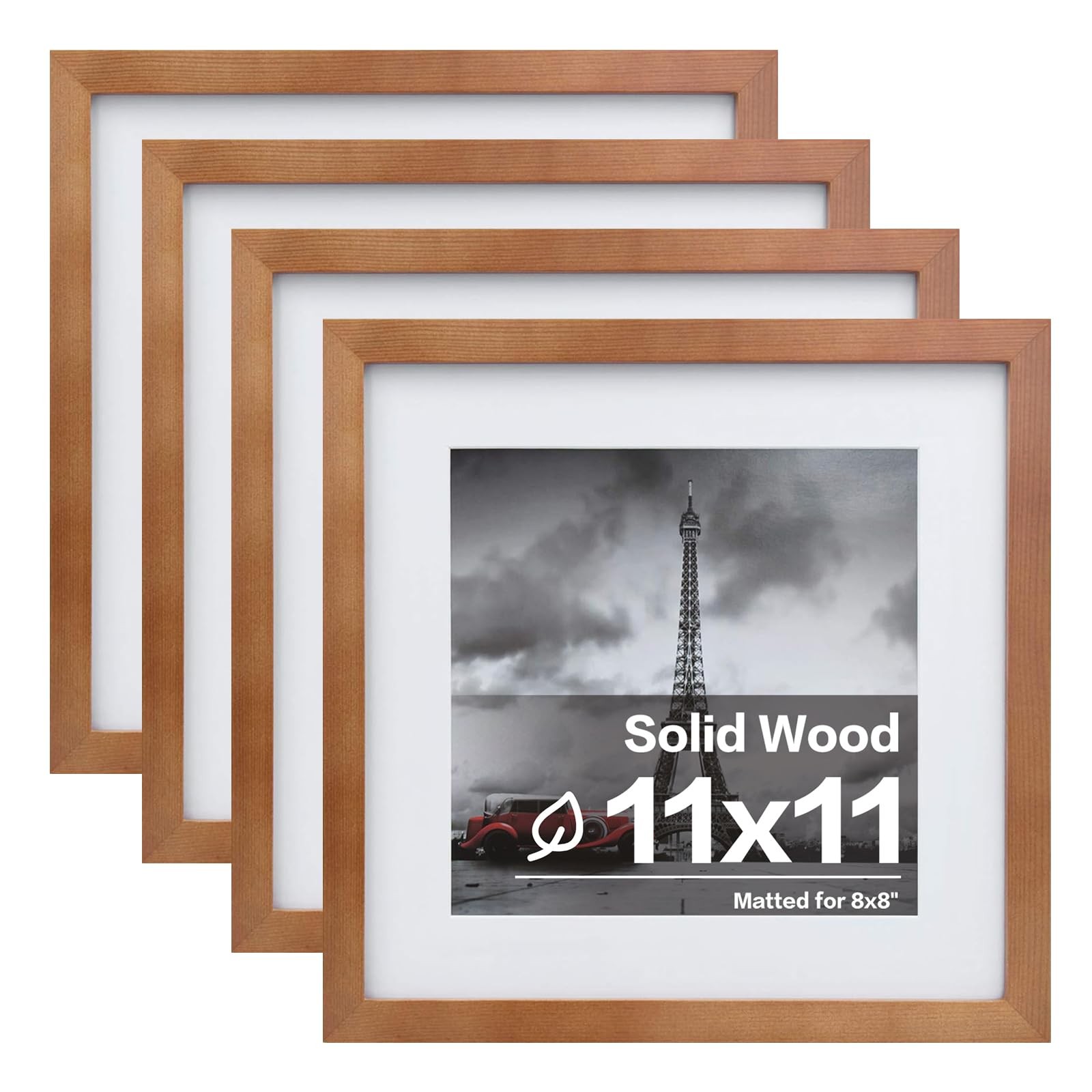 Egofine 11×11 Picture Frames 4 Pack Covered by Plexiglass, 11×11, Light Brown