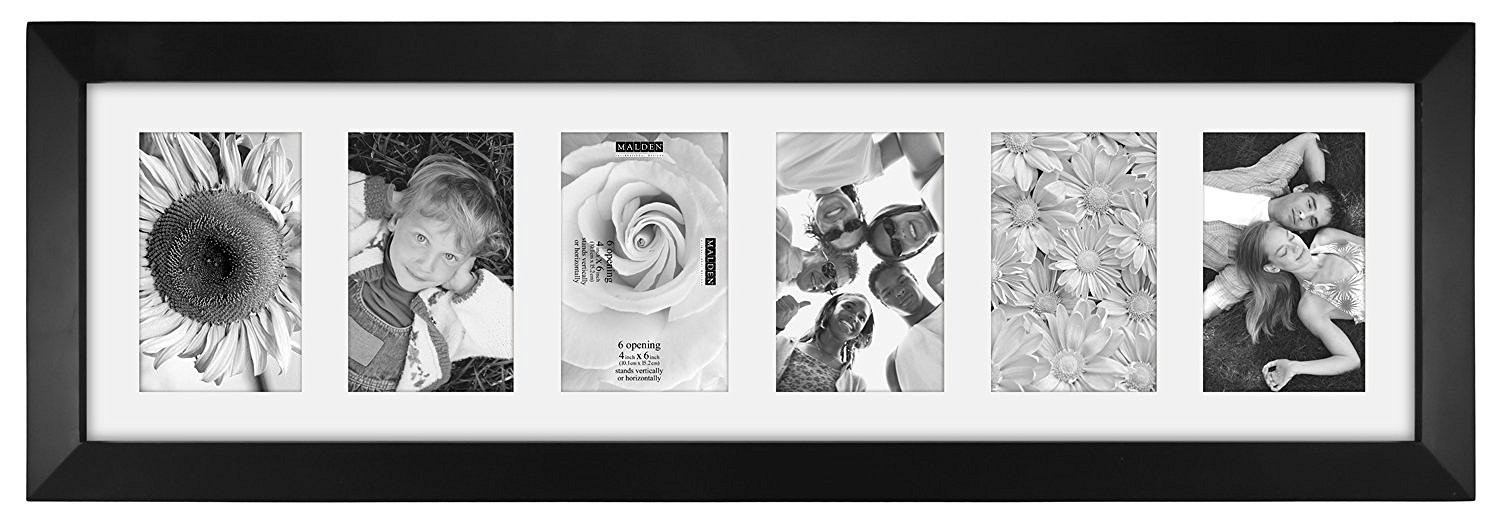 Malden International Designs Black 6 Opening Displays Six 4×6 Pictures,