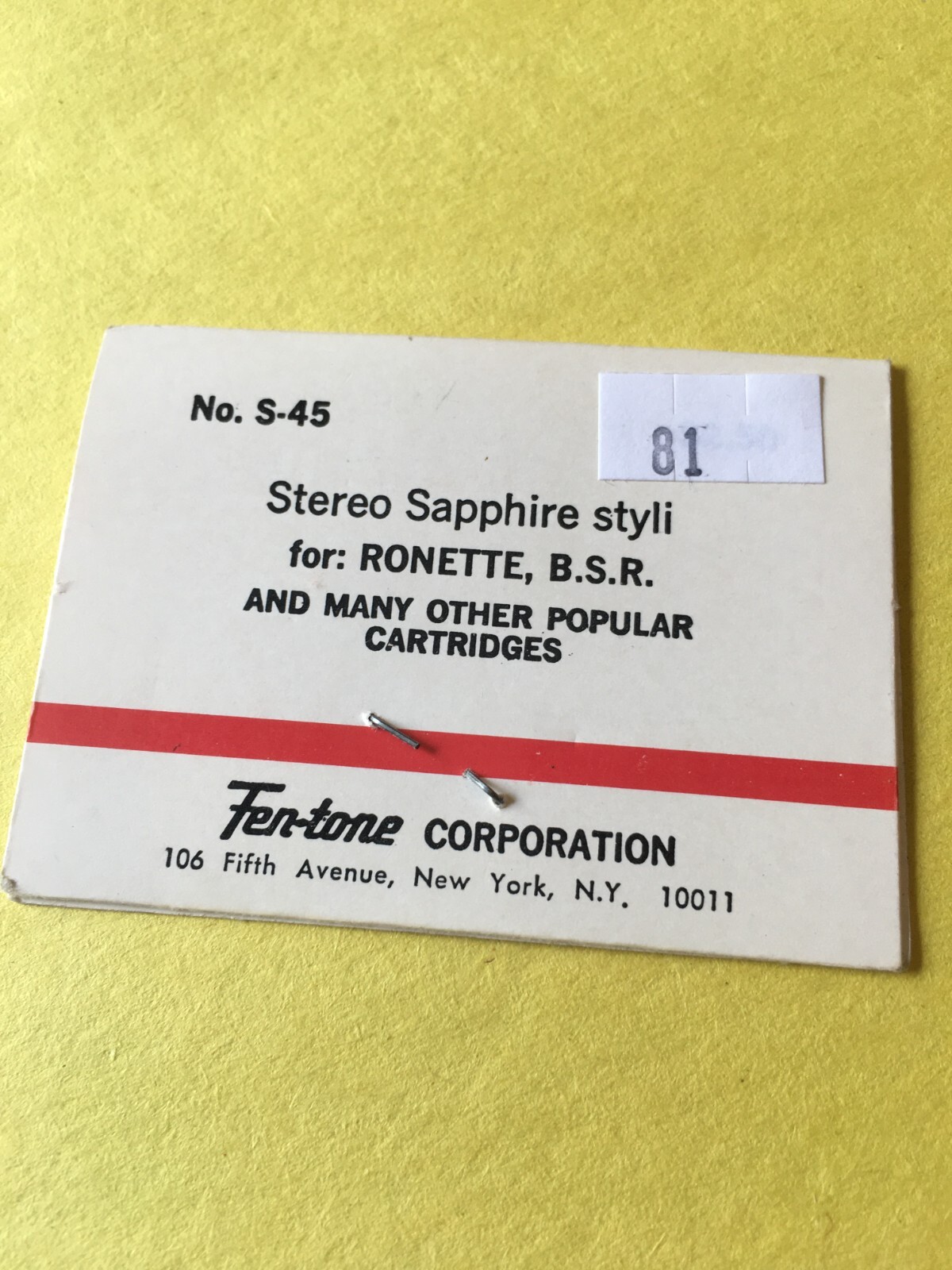 Original NOS Fen-Tone Stereo Stylus Needle S-45 fits Ronette BSR & Many More