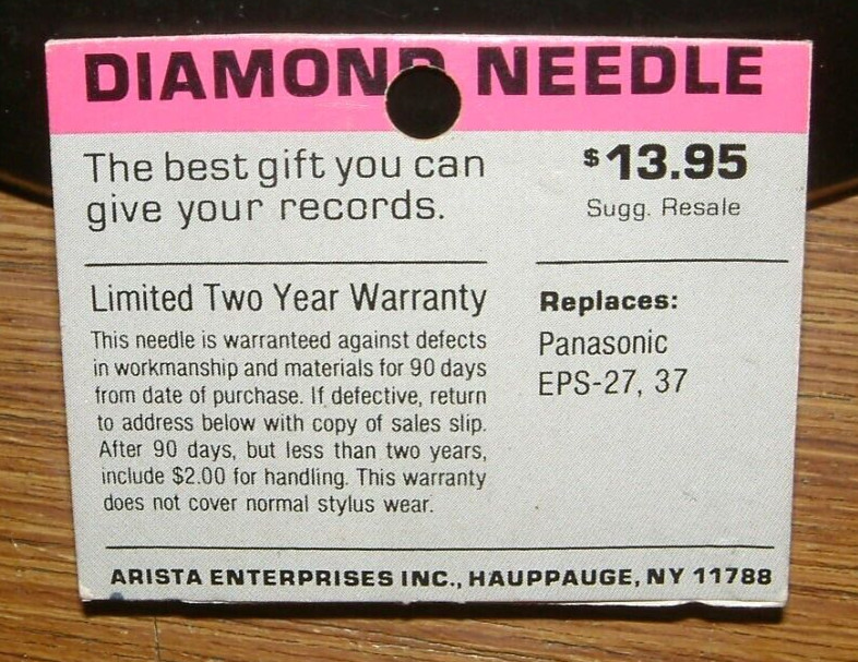 RECORD NEEDLE EV PM2827D for Panasonic EPS-27, 37, SP918D N1855-7d 704-D7