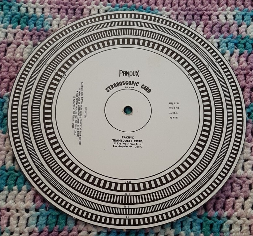 Vintage Rare Pandux turntable Stroboscopic Card For Determining Record Speed