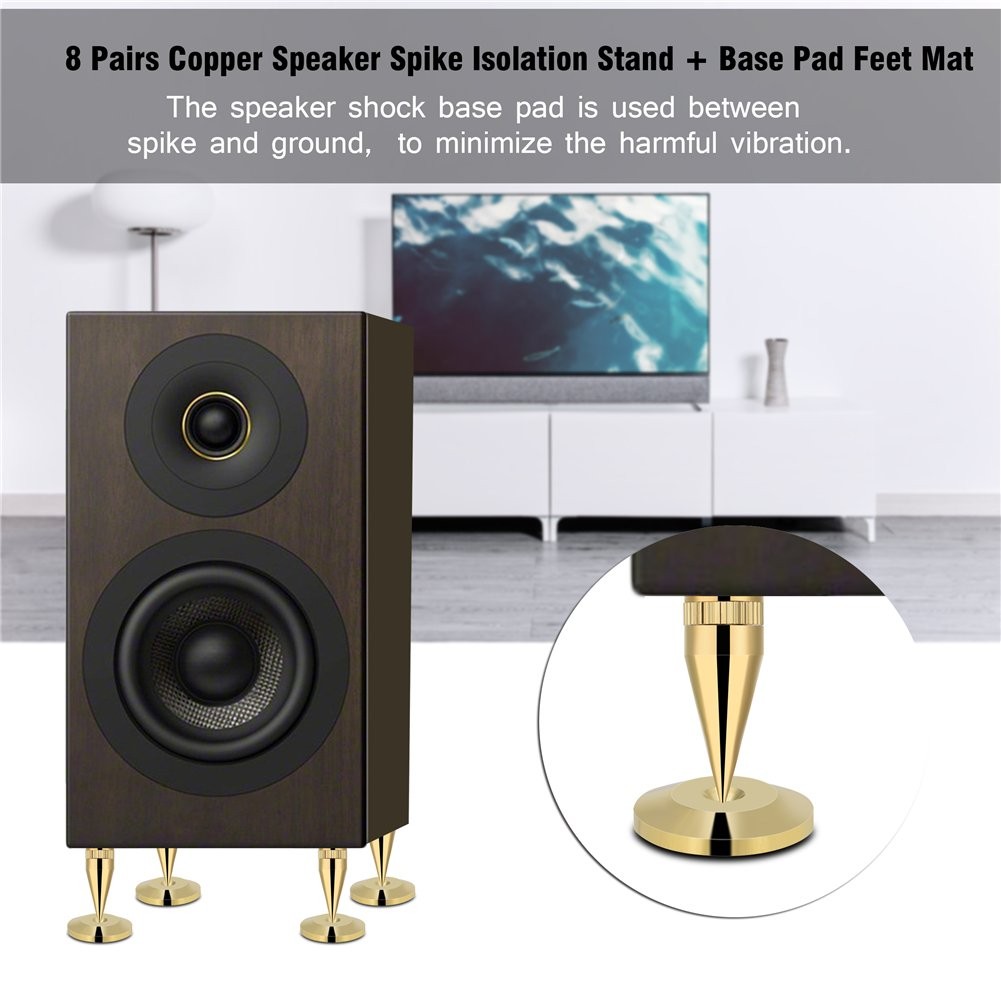 8 Pairs Copper Speaker Spike Isolation Stand Base Pad Shockproof Mat