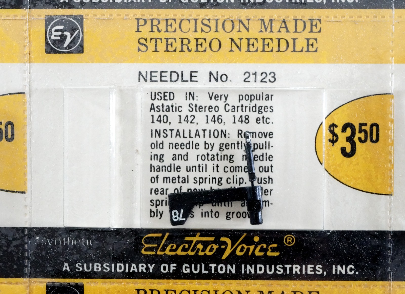 NOS Electro Voice 2123 Needle x12 Retail Display Card for Astatic 140 142 146 14