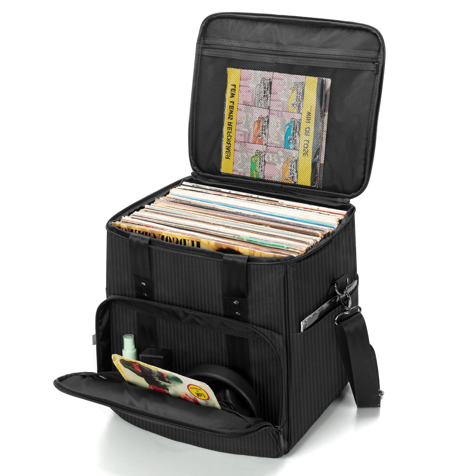 Trunab Vinyl Record Carrying Bag Albums 13.5 x 10.5 x 13 inches, Black
