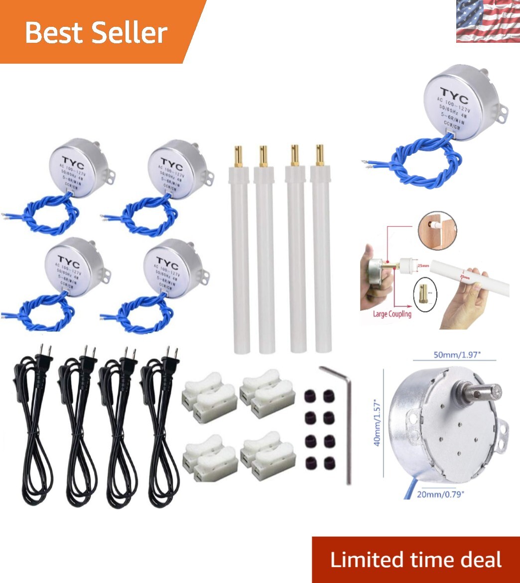 4PC 4W Synchronous Motor with Flexible Connector for School Projects & Crafts