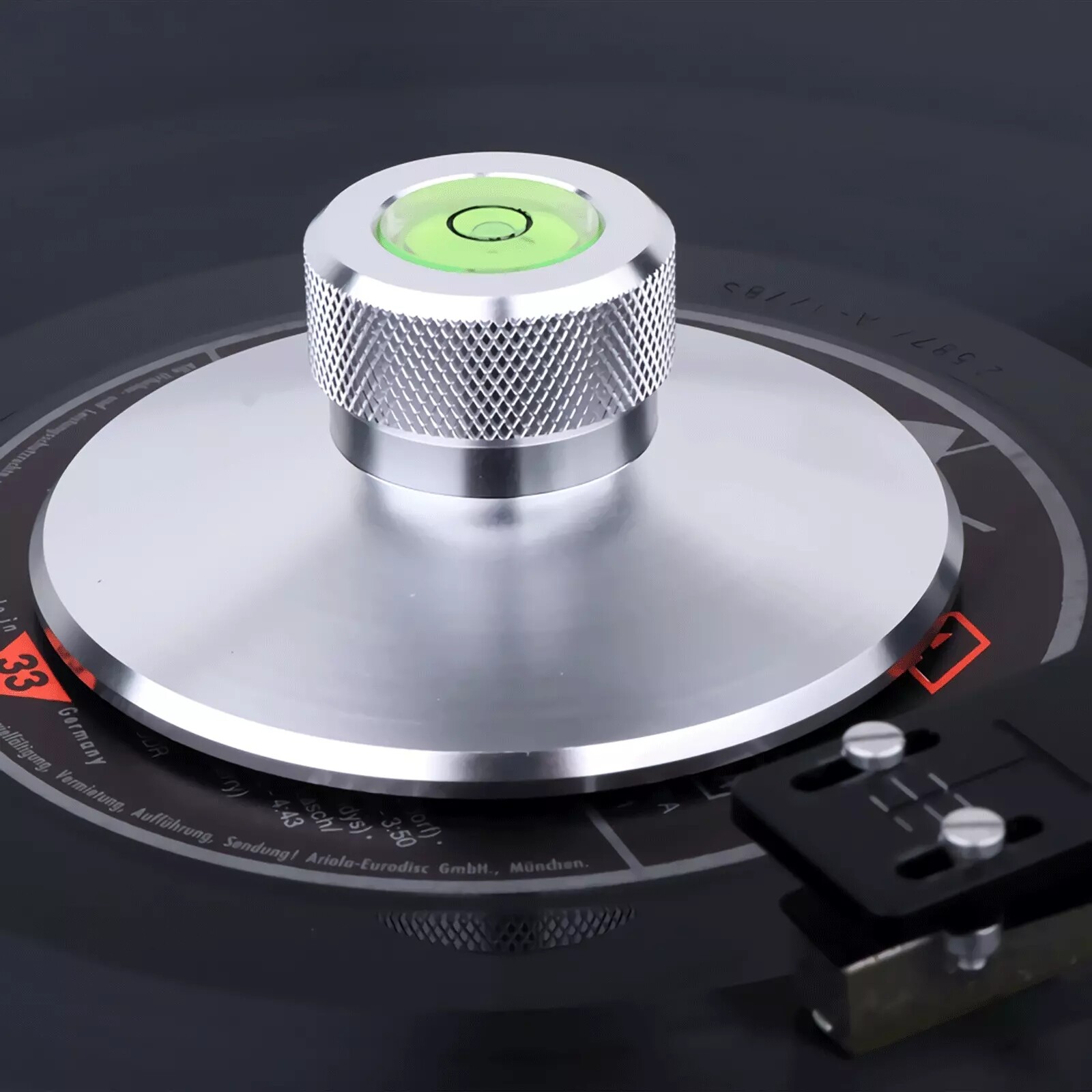 Silver Aluminum Turntable LP Vinyl Record Weight Clamp Stabilizer Bubble Level