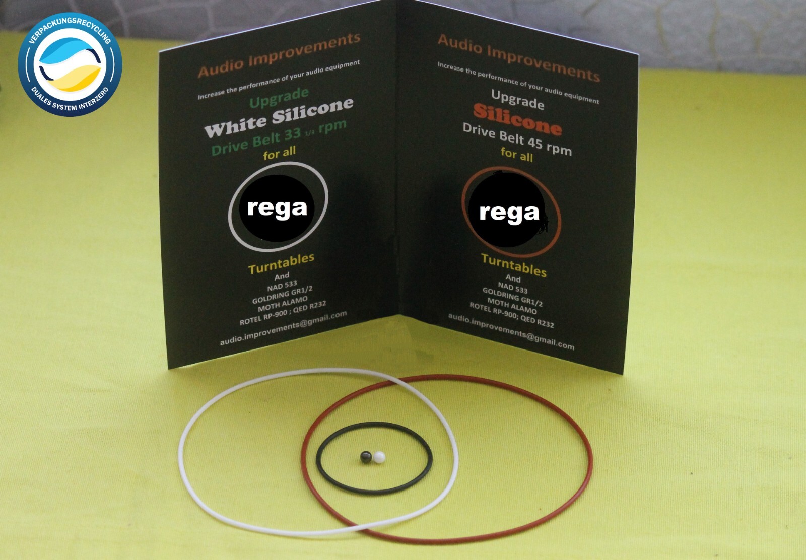 Rega belt Upgrade Service Kit; Silicone Belts & Bearing